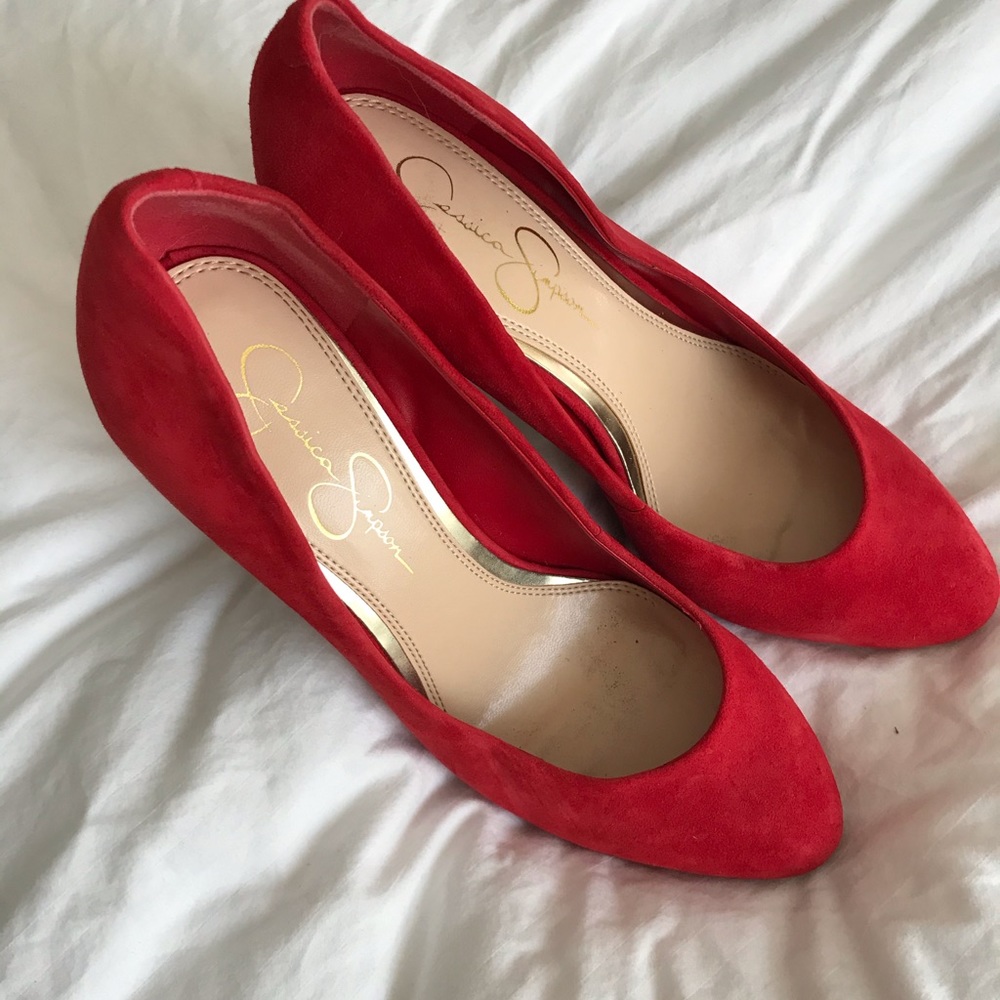 Jessica Simpson Red Suede Pumps Size 7.5